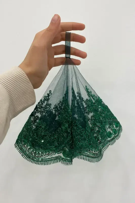 Yashil Kelin Kuyov Halay Ro'moli, Yarqiroq Guppurli, To'y Xina Kechasi Kelinchak So'z Nishon Bride-MENDILTELKRMYEŞİL - 2