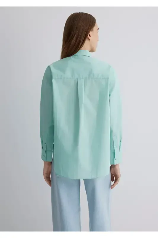 Yashil poplin ko'ylak oversize / keng kesim 1210103 - 5