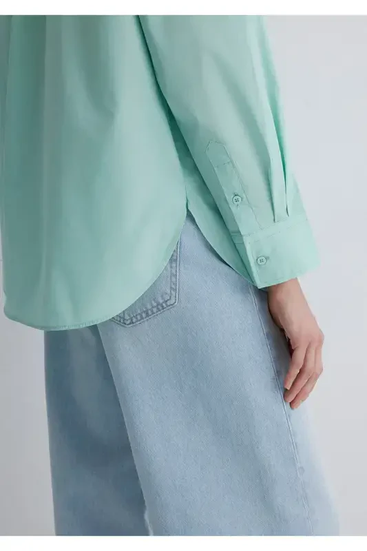 Yashil poplin ko'ylak oversize / keng kesim 1210103 - 7