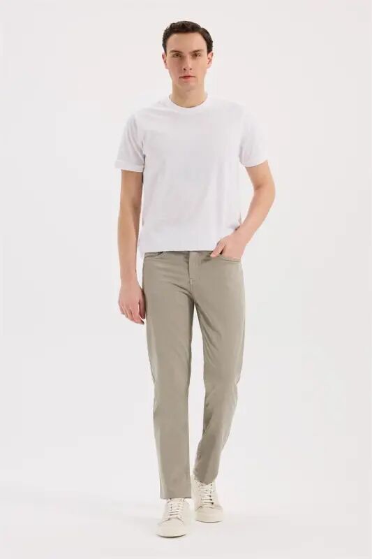 Yashil Slim Fit 5 cho'ntakli sport to'qimachilik shim - 1