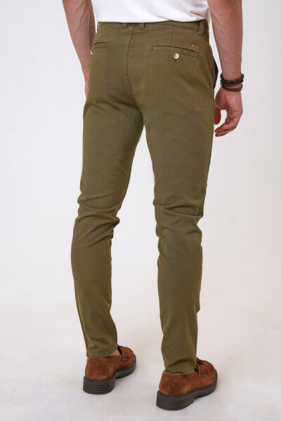 Yashil Slim Fit Paxta Mustahkamlangan Chino Shimim - 3