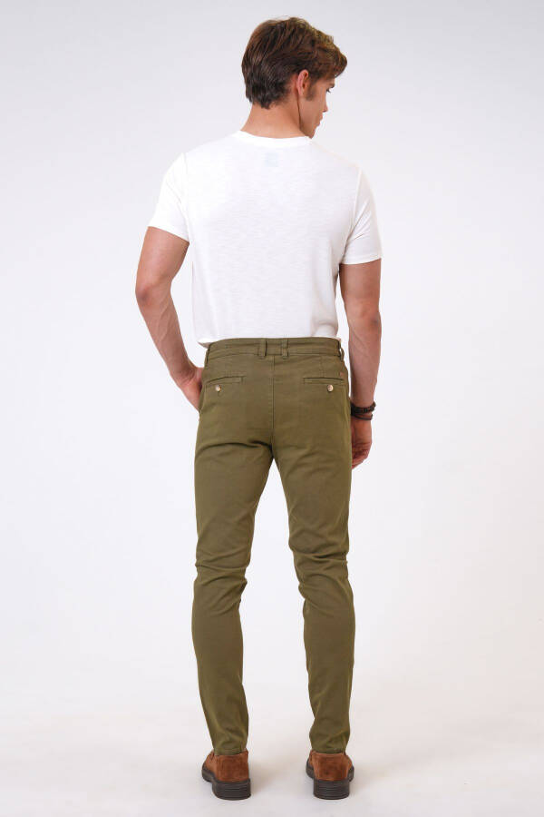 Yashil Slim Fit Paxta Mustahkamlangan Chino Shimim - 5