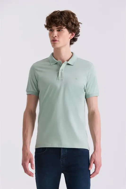 Yashil Slim Fit Polo Yaka Futbolka - 2