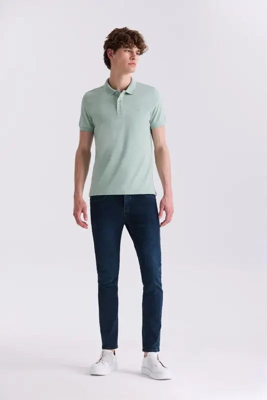 Yashil Slim Fit Polo Yaka Futbolka - 3