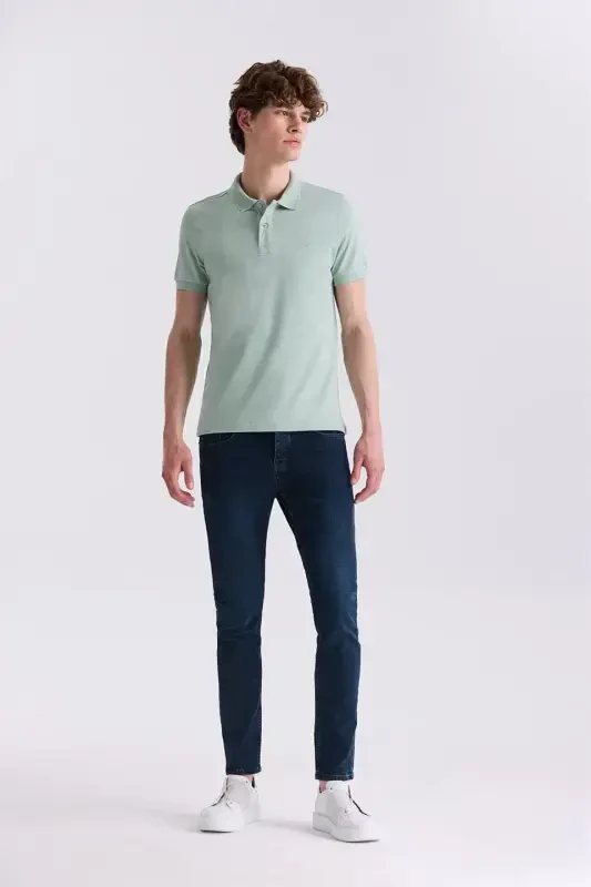 Yashil Slim Fit Polo Yaka Futbolka - 3