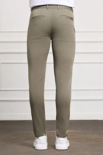 Yashil Slim Fit Tor Kiyimli Chino Yon Cho'ntak Erkak Shim - Yashil - 3