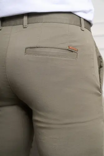 Yashil Slim Fit Tor Kiyimli Chino Yon Cho'ntak Erkak Shim - Yashil - 4