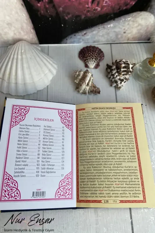 Yasin Book, Prayer Rug, Rosary, Dowry, Hajj and Umrah Gift Set-Coffee - 4