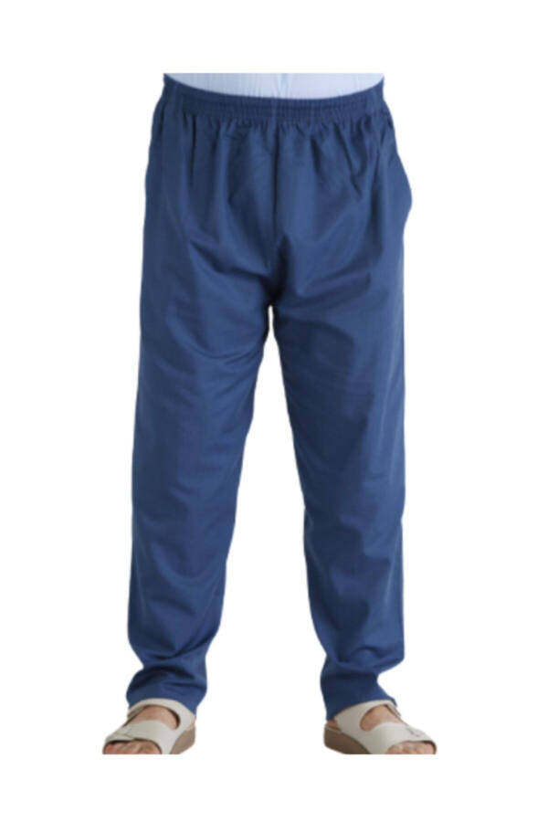 Yasir Keten Blue Men's Shalwar Hajj Umrah Pants-M - 1