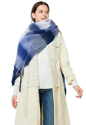 Yatemiole Ayollar CasModazoneere Katta Rangli Katakli Sharf Qishki Issiq O'rash Sharfi - 10