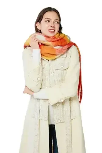 Yatemiole Ayollar CasModazonere Katta Rangli Kvadratli Sharf Qishki Issiq O'rash Sharfi - 4