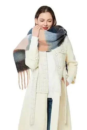 Yatemiole Women's CasModazoneere Big Coloured Checked Scarf Winter Warm Wrap Scarf - 8