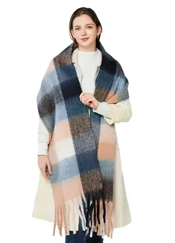 Yatemiole Women's CasModazoneere Big Coloured Checked Scarf Winter Warm Wrap Scarf - 6