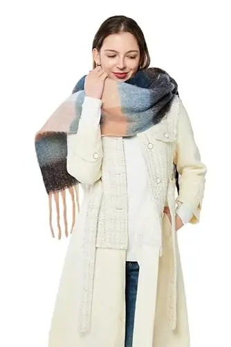 Yatemiole Women's CasModazoneere Big Coloured Checked Scarf Winter Warm Wrap Scarf - 5