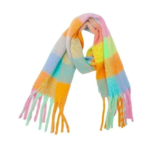 Yatemiole Women's CasModazoneere Big Coloured Checked Scarf Winter Warm Wrap Scarf - 1