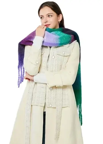 Yatemiole Women's CasModazoneere Big Coloured Checked Scarf Winter Warm Wrap Scarf - 5