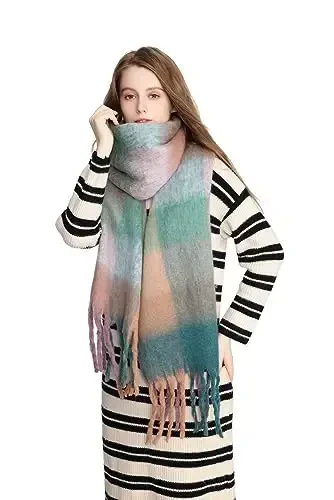 Yatemiole Women's CasModazoneere Big Coloured Checked Scarf Winter Warm Wrap Scarf - 6