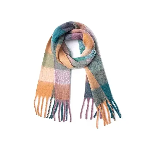 Yatemiole Women's CasModazoneere Big Coloured Checked Scarf Winter Warm Wrap Scarf 