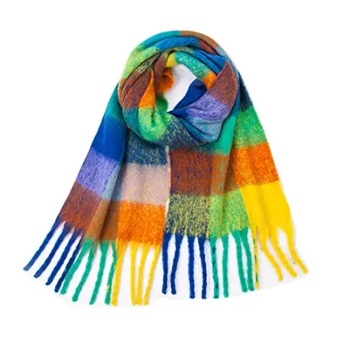 Yatemiole Women's CasModazoneere Big Coloured Checked Scarf Winter Warm Wrap Scarf 
