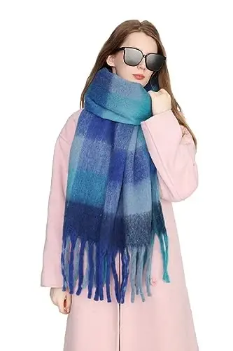 Yatemiole Women's CasModazoneere Big Coloured Checked Scarf Winter Warm Wrap Scarf - 5