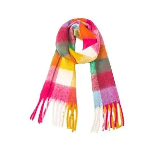 Yatemiole Women's CasModazoneere Big Coloured Checked Scarf Winter Warm Wrap Scarf - YATEMIOLE