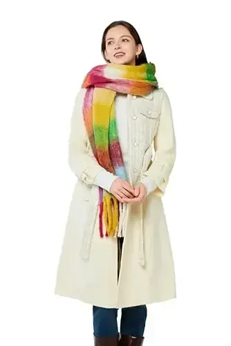 Yatemiole Women's CasModazoneere Big Coloured Checked Scarf Winter Warm Wrap Scarf - 4