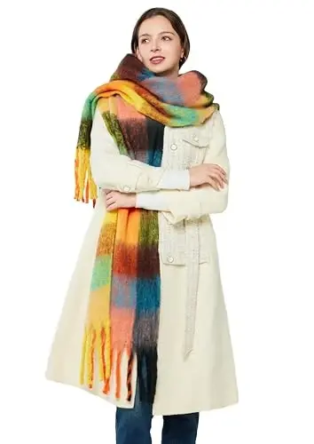 Yatemiole Women's CasModazoneere Big Coloured Checked Scarf Winter Warm Wrap Scarf - YATEMIOLE (1)