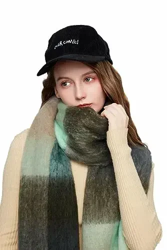 Yatemiole Women's CasModazoneere Big Coloured Checked Scarf Winter Warm Wrap Scarf - 2