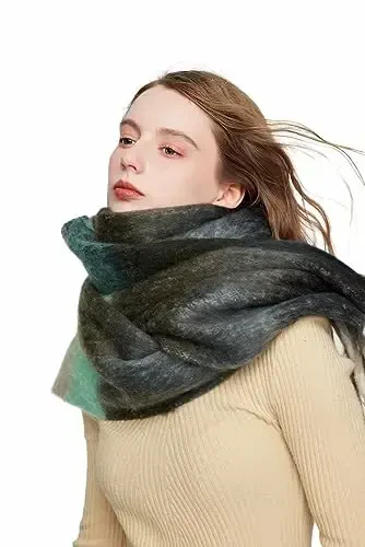 Yatemiole Women's CasModazoneere Big Coloured Checked Scarf Winter Warm Wrap Scarf - 3
