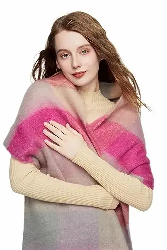 Yatemiole Women's CasModazoneere Big Coloured Checked Scarf Winter Warm Wrap Scarf - 8