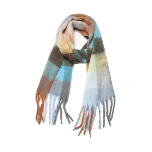 Yatemiole Women's CasModazoneere Big Coloured Checked Scarf Winter Warm Wrap Scarf 