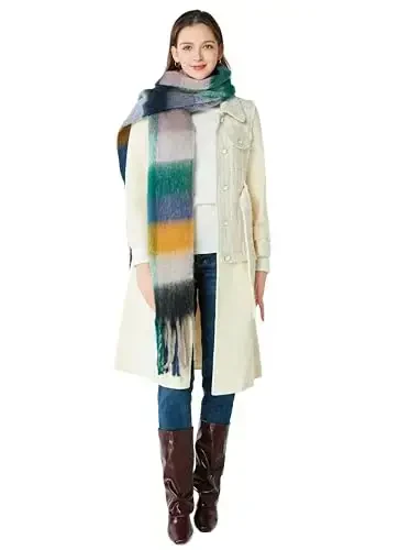 Yatemiole Women's CasModazoneere Big Coloured Checked Scarf Winter Warm Wrap Scarf - 5