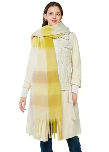 Yatemiole Women's CasModazoneere Big Coloured Checked Scarf Winter Warm Wrap Scarf - YATEMIOLE (1)