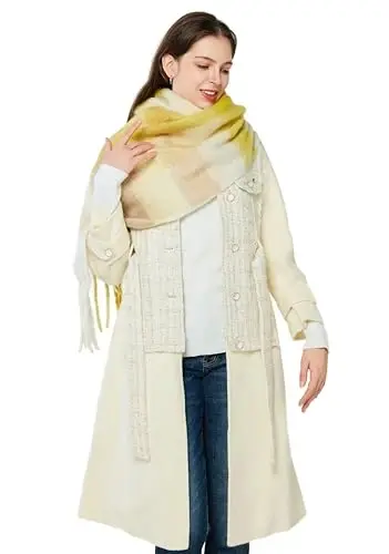 Yatemiole Women's CasModazoneere Big Coloured Checked Scarf Winter Warm Wrap Scarf - 5