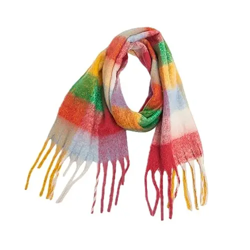 Yatemiole Women's CasModazoneere Big Coloured Checked Scarf Winter Warm Wrap Scarf - 1