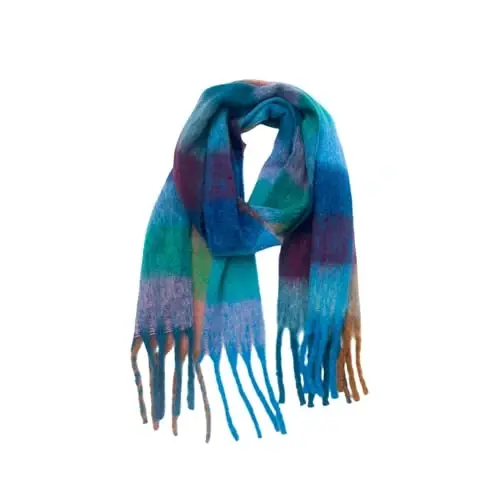 Yatemiole Women's CasModazoneere Big Coloured Checked Scarf Winter Warm Wrap Scarf - 1