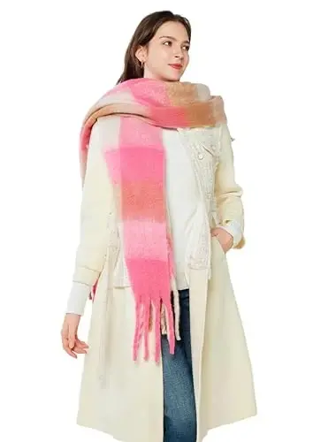 Yatemiole Women's CasModazoneere Big Coloured Checked Scarf Winter Warm Wrap Scarf - 2