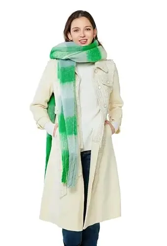 Yatemiole Women's CasModazoneere Big Coloured Checked Scarf Winter Warm Wrap Scarf - 9