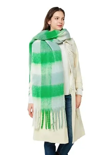 Yatemiole Women's CasModazoneere Big Coloured Checked Scarf Winter Warm Wrap Scarf - YATEMIOLE (1)