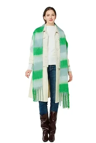 Yatemiole Women's CasModazoneere Big Coloured Checked Scarf Winter Warm Wrap Scarf - 6