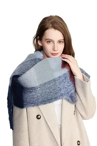 Yatemiole Women's CasModazoneere Big Coloured Checked Scarf Winter Warm Wrap Scarf - YATEMIOLE (1)
