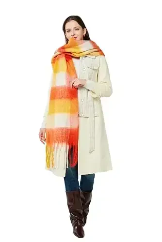 Yatemiole Women's CasModazoneere Big Coloured Checked Scarf Winter Warm Wrap Scarf - YATEMIOLE (1)