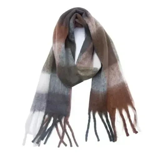 Yatemiole Women's CasModazoneere Big Coloured Checked Scarf Winter Warm Wrap Scarf 