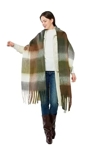 Yatemiole Women's CasModazoneere Big Coloured Checked Scarf Winter Warm Wrap Scarf - 6