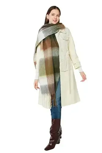 Yatemiole Women's CasModazoneere Big Coloured Checked Scarf Winter Warm Wrap Scarf - YATEMIOLE (1)