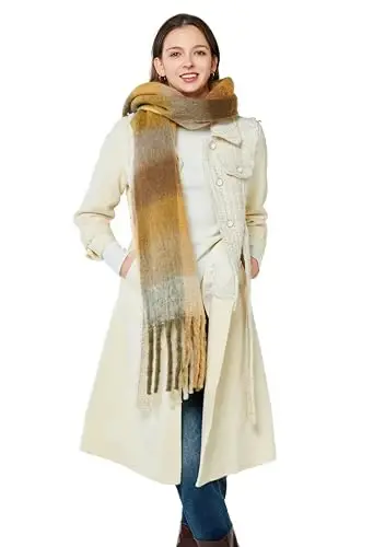 Yatemiole Women's CasModazoneere Big Coloured Checked Scarf Winter Warm Wrap Scarf - 3