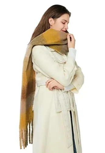 Yatemiole Women's CasModazoneere Big Coloured Checked Scarf Winter Warm Wrap Scarf - 5