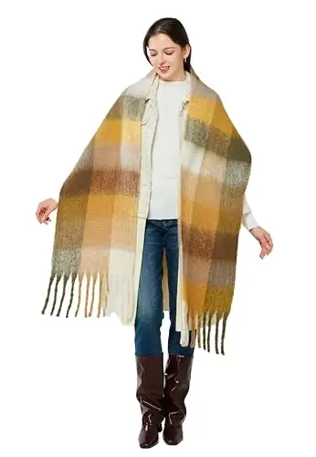 Yatemiole Women's CasModazoneere Big Coloured Checked Scarf Winter Warm Wrap Scarf - 6