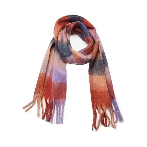 Yatemiole Women's CasModazoneere Big Coloured Checked Scarf Winter Warm Wrap Scarf - YATEMIOLE