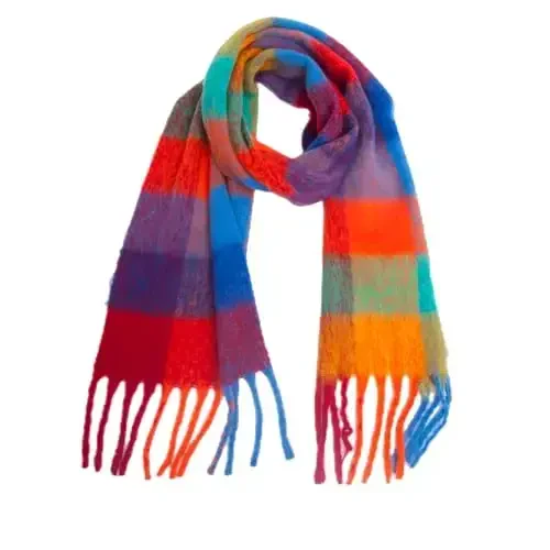 Yatemiole Women's CasModazoneere Big Coloured Checked Scarf Winter Warm Wrap Scarf - 1